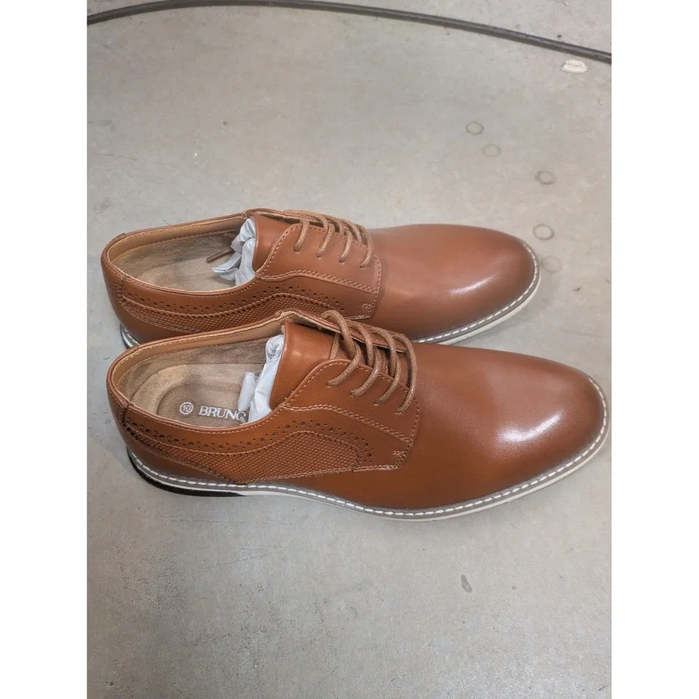 NEW Bruno Marc Oxford Shoes Men's 10 Brown Brogue Detail Lace Up